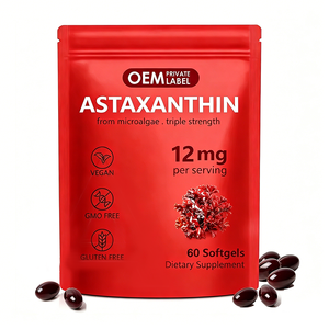 Capsules de Gélules Molles d'Astaxanthine 12mg OEM, Astaxanthine Biologique, Compléments Antioxydants, Soutient la Circulation Interne des Yeux, des Articulations et de la Peau - Product Image 1
