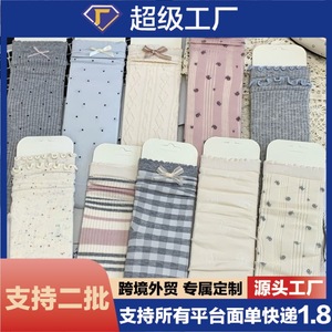 Calcetines Largos para Mujer, Diseño con Lazo, Transpirables, de Fibra de Poliéster, Estilo Juvenil - Product Image 5