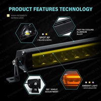 Barra de Luz LED de 50 Pulgadas de Una Sola Fila, Color Ámbar, DRL, Luz Auxiliar de Conducción para F150, Bronco, Tundra, Chevrolet Silverado, Todoterreno 4X4