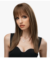 Vente chaude Naturel Clip Sur Postiches Fermeture Topper Toupet Synthétique Cheveux Raides Morceaux 3D Clip in Bang Pour Les Femmes Blanches