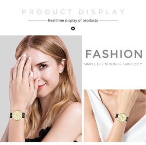 <span class=keywords><strong>reloj</strong></span> de pulsera de lujo de las mujeres de la correa de cuero de oro dial con aplicado puntos Relojes de mano para las mujeres - Product Image 6