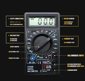 Đồng Hồ Hiển Thị LCD Cầm Tay DT-830B Thông Minh Vôn Kế Điện Áp Xoay Chiều Dt830 DC Ampe Kế Đồng Hồ Vạn Năng Kỹ Thuật Số Đo Tần Số Đi-ốt Máy Kiểm Tra Ohm