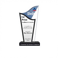 Trophée personnalisé en acrylique poli durable, courbé, pour récompenses d'excellence et d'innovation, reconnaissance des employés, gravé et imprimé en typographie, en gros