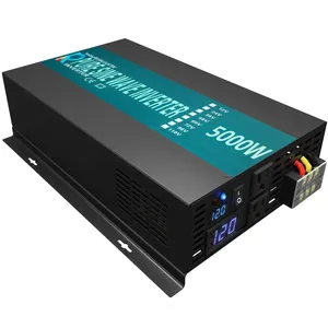 मूल निर्माता काले शुद्ध साइन लहर औंधा 12v 24v 48v डीसी करने के लिए एसी 110v 220v सौर ऊर्जा इनवर्टर 5000w