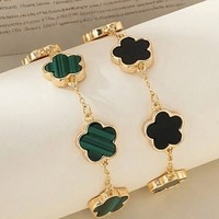 Joyería para Mujer, Aleación, Corazón, Amor, Étnico, Moderno, Trébol de Cinco Hojas, Flor, Regalo de Lujo Ligero, Pulsera, Bijoux Femme