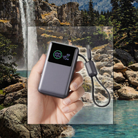 Batterie externe portable mini 10000mAh 45W à charge rapide avec écran LED et câble USB-C |   Compatible iPhone 17/16 pour S25 Gris