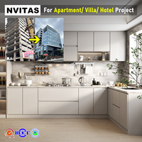 Meubles en bois modernes NVITAS, îlot de cuisine en contreplaqué et verre, armoire en bois massif, armoires de cuisine modulaires pour hôtel