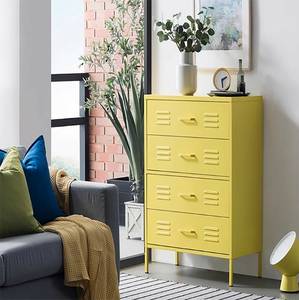 Mueble de Almacenamiento de Acero para Sala de Estar, Estilo Nórdico Moderno, con 3/4/5 Cajones, Mesa de Noche Metálica para Dormitorio - Product Image 4