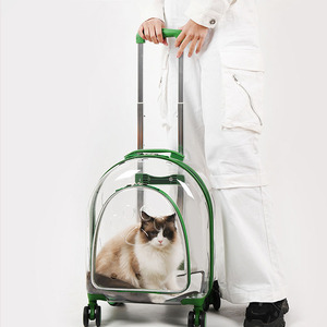 Casing pembawa kucing peliharaan, koper pembawa roda pandangan jelas untuk hewan peliharaan - Product Image 5