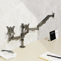 Soporte de Escritorio AUKI para Tres Monitores, de Aleación de Acero y Plástico, con Resorte de Gas, para Monitores de 32 Pulgadas +45° de Inclinación, 90° de Giro, 180° de Rotación