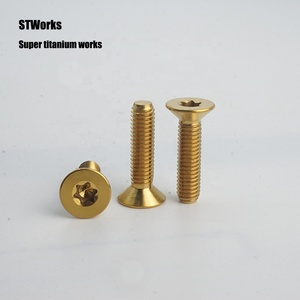 Emas <span class=keywords><strong>din7991</strong></span> Countersunk head M6 * 30 <span class=keywords><strong>titanium</strong></span> sekrup sepeda jalan seatpost clamp Torx kepala datar berwarna <span class=keywords><strong>titanium</strong></span> iso14581 - Product Image 6