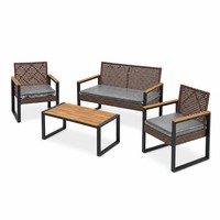 Ensemble de meubles d'extérieur en rotin personnalisable, grand canapé de patio en osier PE, ensemble de canapés modulaires de jardin, support OEM ODM