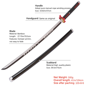 Alta calidad 104cm Demon Slayer Kamado Tanjirou bambú juguete espadas Katana <span class=keywords><strong>Kagura</strong></span> arma Cosplay Props para Kidults juegos de rol - Product Image 6