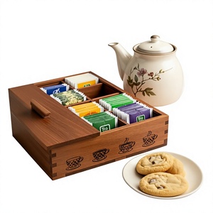 Custom Handmade Foldable Wooden <b>Tea</b> <b>Box</b> Organizer for Home Kitchen Storage Eco-Friendly <b>Tea</b> Chest with Multiple Compartments - Product Image 6