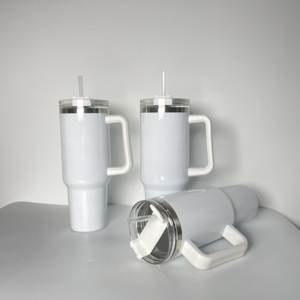 Gobelet isotherme blanc de 40 oz avec poignée pour sublimation, tasses à café et à bière pour impression DIY - Product Image 3