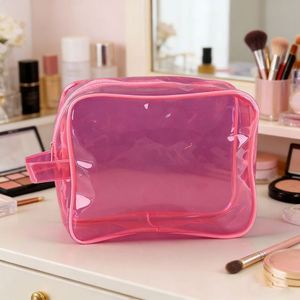 Bolsa de Cosméticos Transparente Impermeable con Logotipo Personalizado, Bolsa de Almacenamiento de Artículos de Aseo Portátil - Product Image 1