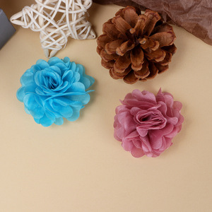 Accesorios para el cabello de gasa hechos a mano con flores pequeñas de 5 cm para niños, corsages, decoración de zapatos, sombreros, flores de tela para bricolaje - Product Image 3