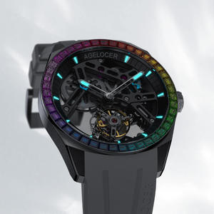 AGELOCER Original Tourbillon-Uhr mit Regenbogen-Diamantlünette, Herren-Skelett-Armbanduhr mit Handaufzug und Mechanikwerk, inklusive Box - Product Image 5