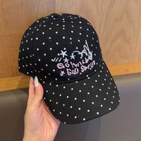Casquette de baseball unisexe en coton 100% style coréen à pois brodés, tendance, polyvalente et amincissante pour le visage