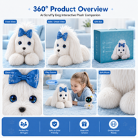 POPKUKU AI Scruffy Dog Peluche Intelligente en Coton PP, Clonage Vocal en 80 Langues, Compagnon Émotionnel et Doudou pour Anniversaire et Cadeau