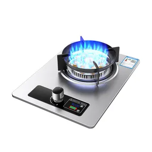 High Portable battery power Gas Stove Build-in Household SS Panel Timer Brass Burner Cast Iron Glass Gas Hob Cooktop