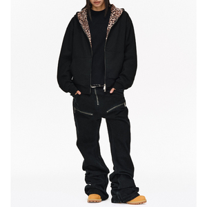 Felpe da uomo su misura felpe <span class=keywords><strong>con</strong></span> <span class=keywords><strong>cappuccio</strong></span> pesante <span class=keywords><strong>felpa</strong></span> da uomo ampia stampa leopardata <span class=keywords><strong>con</strong></span> fodera doppia cerniera giacca aperta - Product Image 3