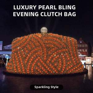 Pochette de soirée de luxe en cuir souple tissé ornée de cristaux, idéale pour les dîners et les sacs à main - Product Image 2