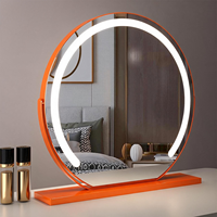 Miroir de maquillage de luxe moderne pour bureau, avec interrupteur tactile, lumières LED à intensité variable, grossissant, en métal et verre, sur pied, pour la maison et l'hôtel