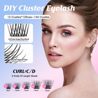 MASSCAKU 12 rangées de cils segmentés de 0,07 mm, faits main, pour maquillage, faux cils, cils de cosplay, maquillage professionnel