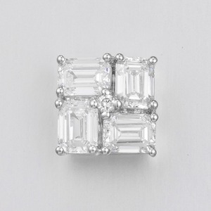 Square Baguette Lab Grown Diamond <b>Pendant</b> <b>Emerald</b> Cut Cluster Necklace Hypoallergenic Geometric Jewelry - Product Image 1