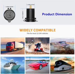 Chargeur de <span class=keywords><strong>voiture</strong></span> à charge rapide QC3.0 avec prise USB-A et prise USB 36W, interrupteur tactile et affichage LED pour <span class=keywords><strong>voiture</strong></span>, bus, bateau - Product Image 4