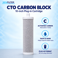 Cartouche de filtre à bloc de carbone CTO de 10 pouces avec connecteur enfichable de 20 mm pour purificateurs d'eau