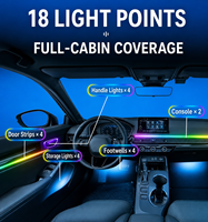 Kit d'éclairage LED acrylique universel pour l'intérieur de la voiture, 64 couleurs RGB Symphony, bande lumineuse, 18 1 12V 5W, télécommande APP, OEM 8008/8009