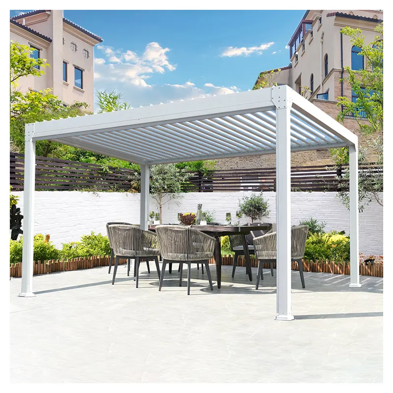 Einfache moderne Outdoor Pergola Aluminium wasserdichte Lamellen dach Metall Garten Pergola