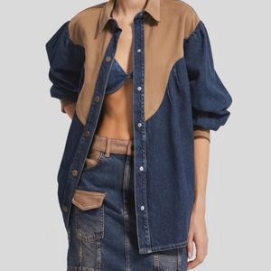 Camisa Vaquera con Gráficos de Roca en Contraste para Mujer, Estilo Western, Chaqueta Vaquera para Mujer - Product Image 5