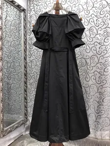 2024 primavera estate abbigliamento firmato 100% cotone Maxi <span class=keywords><strong>abito</strong></span> cintura Deco Streetwear <span class=keywords><strong>maniche</strong></span> <span class=keywords><strong>lunghe</strong></span> bianco blu <span class=keywords><strong>nero</strong></span> colori per le donne - Product Image 2