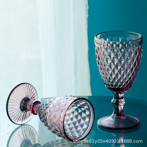 RYLAVA 300ml Verre à vin en verre pressé de style vintage européen, fait à la main, logo personnalisé, bleu clair, moderne, élégant, pour les affaires - Product Image 5