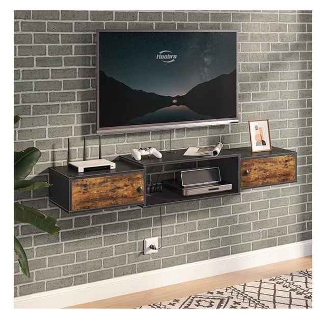 Double-door Wall Mounted TV Stand,Floating TV Stand, Modern Wall Mounted Media Console Shelf Cabinet for Under TV Storage