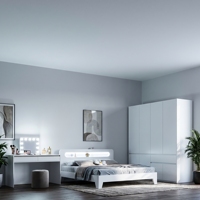 Ensemble de meubles de chambre à coucher moderne de luxe, lits simples et doubles avec armoire de rangement, suite de meubles pour la maison