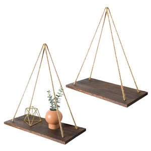 Modernes Wandmontiertes Rustikales Holzgeschnitztes Einlagiges Dekoratives Schwebendes Blumentopf-Regal Flexibles Aufbewahrungsregal für das Badezimmer - Product Image 4