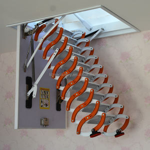 <span class=keywords><strong>Escalier</strong></span> de grenier moderne pliable, échelle télescopique à système de traction, 10 marches, capacité de charge 300 kg, hauteur extensible 10 pieds, extérieur - Product Image 6