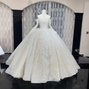 Wx152 Elegant Ball <b>Gown</b> Wedding Dresses for <b>Bride</b> Long Sleeves Bridal Skirt for Bridal Wedding Lace-Up Jancember - Product Image 6