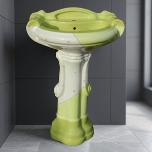 Lavabo de salle de bain en marbre beige Hôtel Maison Lavabos en marbre autoportants Évier sur pied en travertin - Product Image 1