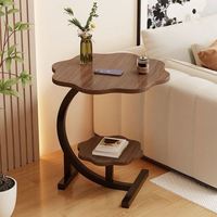 Table d'appoint en forme de pétale 40 cm, 2 niveaux, en forme de C, avec structure en acier, gain de place, table basse pour chambre à coucher