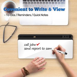 Tableau blanc de bureau avec espace de rangement Organisateur de tableau blanc en verre pour notes et fournitures de bureau Emballage de commande par correspondance - Product Image 2