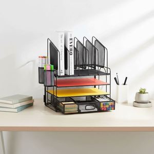 Collect Office Supplies 5 Vertical File <b>Folder</b> Holders Paper Tray Desk Organizers Accessories Storage with Drawer - Product Image 4