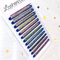 Extensions de cils à paillettes bleues de couleur rose vert noir jaune vente en gros en vrac