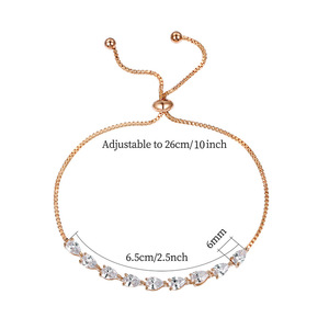Weiman Elegant Teardrop Cubic Zirconia CZ Zircon Crystal <strong>Adjustable</strong> <strong>Bracelets</strong> for Women Wedding Bridal or Bridesmaid's Jewelry - Product Image 4