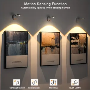 New Rechargeable Wiring-free Room Decorative Wall Lamp Intelligent LED Human Body Sensor Light Remote Control Home-appliance