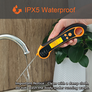 Dijital Anında Okunan Plastik Gıda Termometresi IPX7 Su Geçirmez Katlanabilir Prob Arka Aydınlatmalı LCD 1C Hassasiyet Mutfak ve Barbekü İçin - Product Image 2